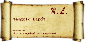 Mangold Lipót névjegykártya